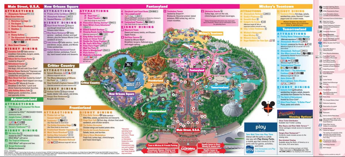 Mapa del parque Disneylandia de Los Ángeles