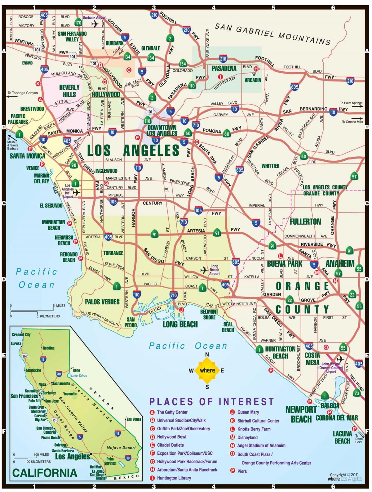 Mapa de la ciudad de Los Ángeles