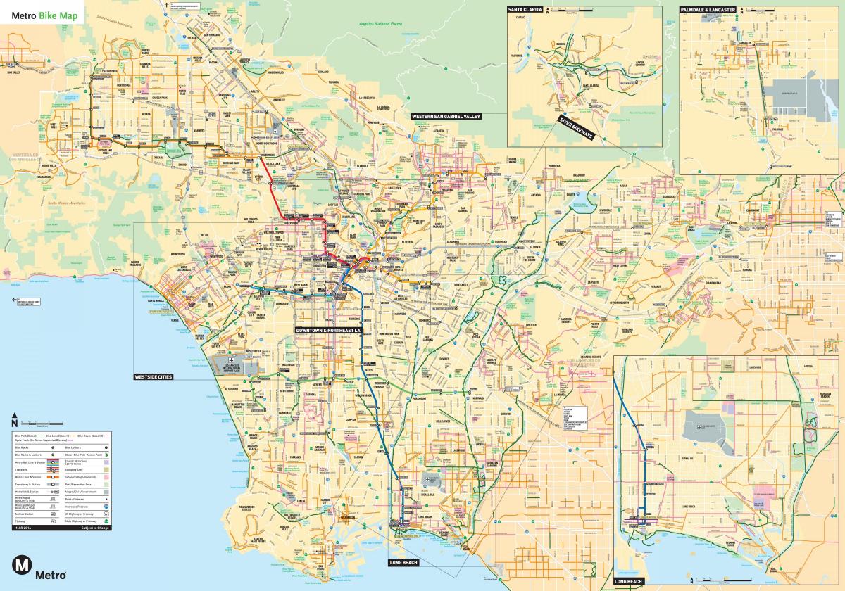 Mapa del carril bici de Los Ángeles