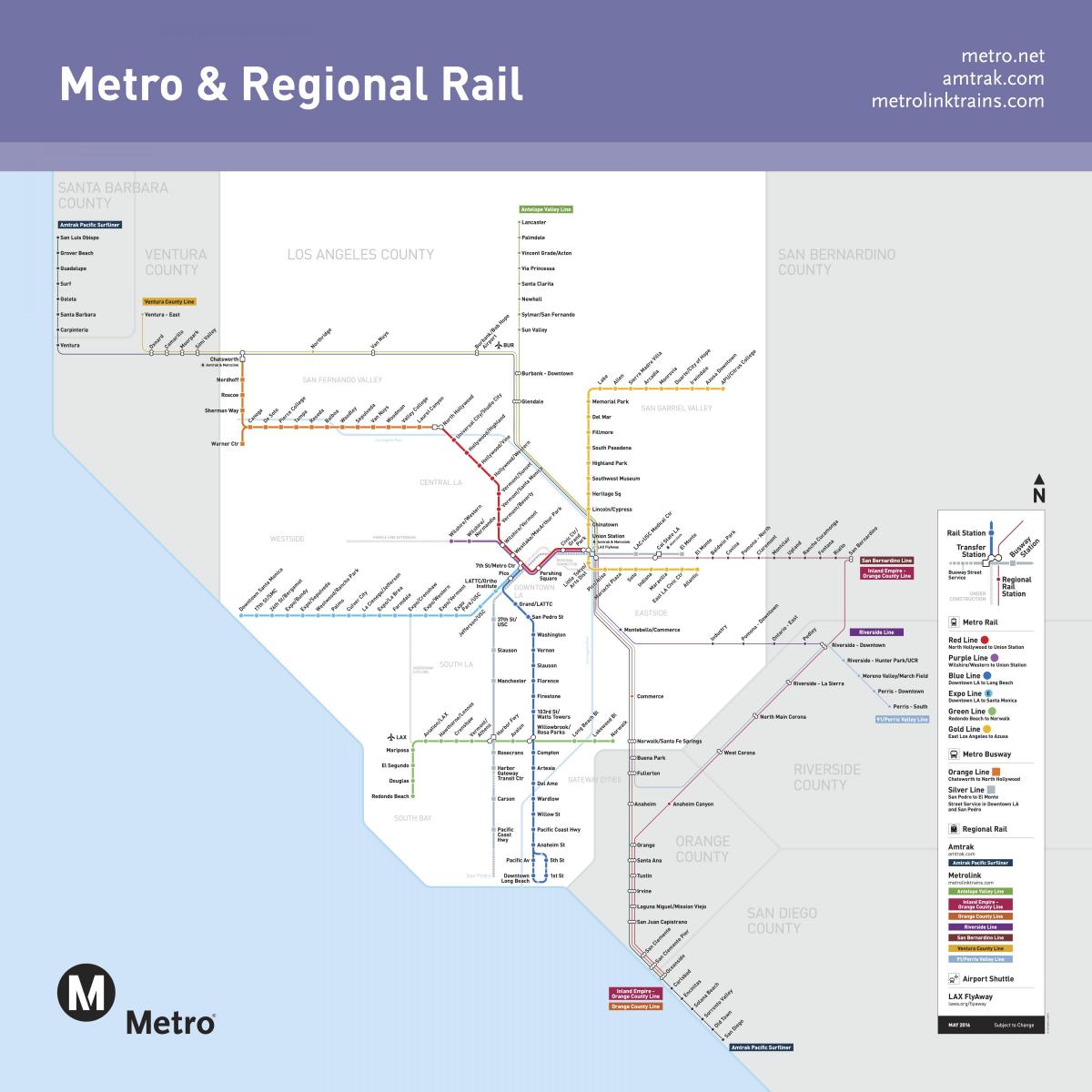 Mapa de las estaciones de tren de Los Ángeles