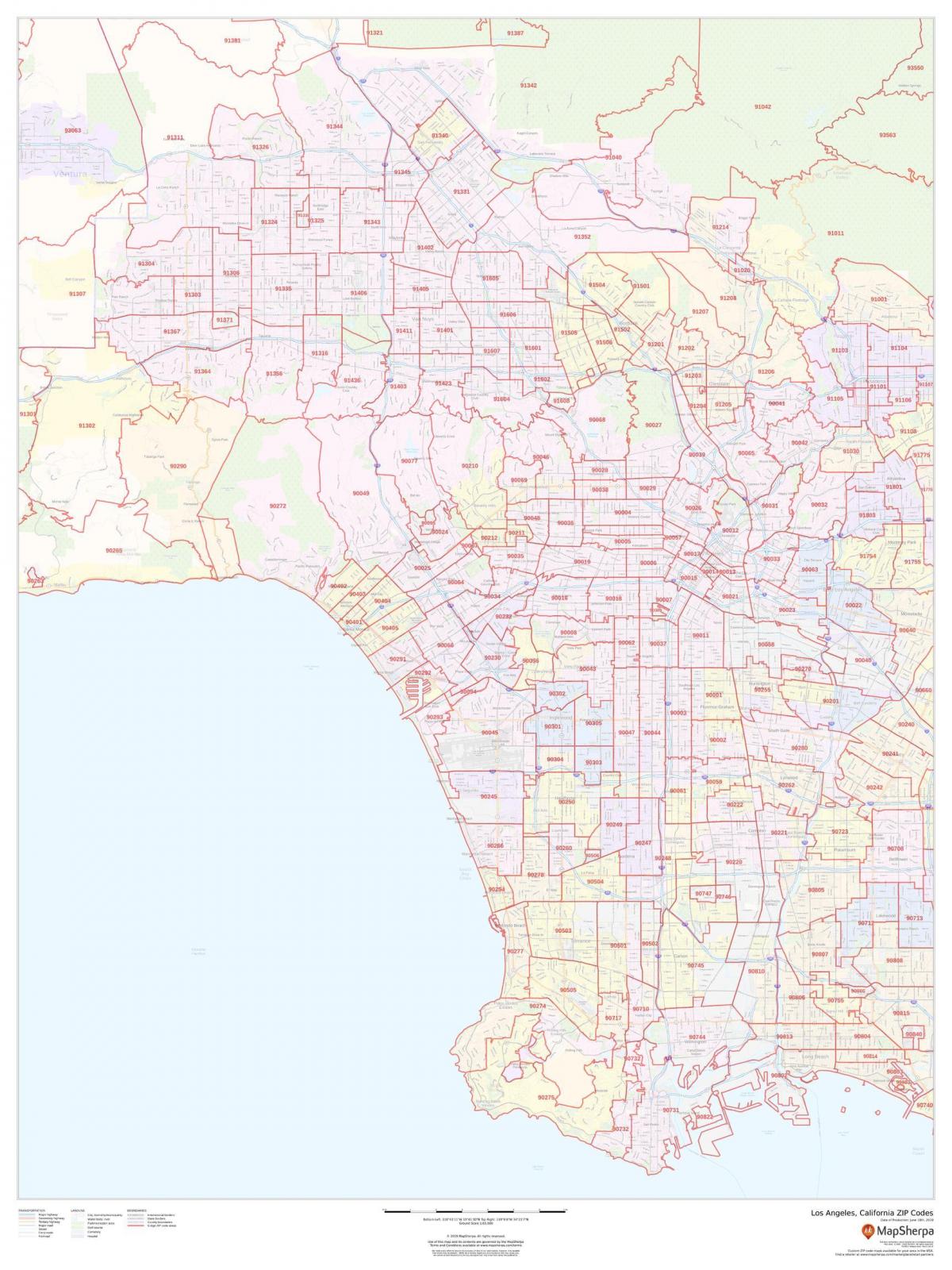 Mapa de códigos postales de Los Ángeles