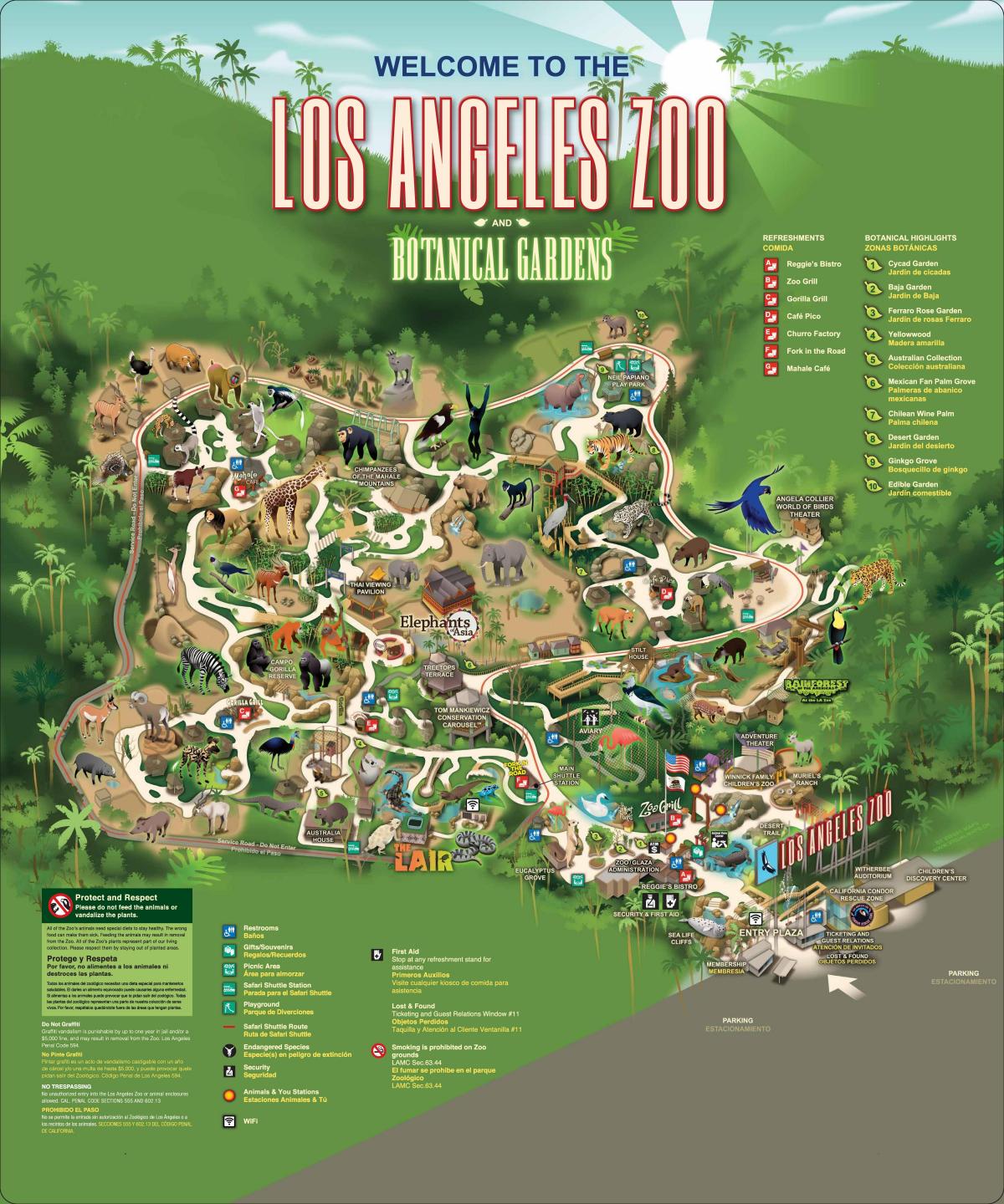 Mapa del parque zoológico de Los Ángeles