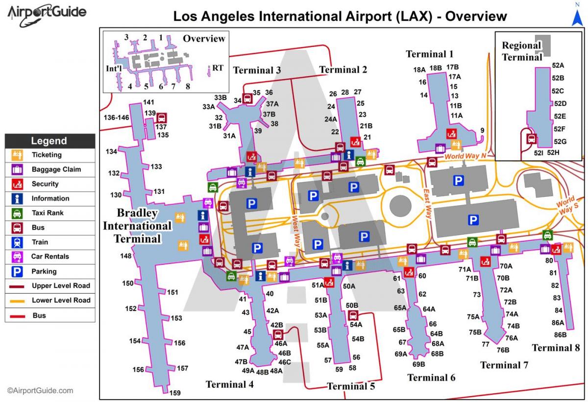 Mapa de la terminal del aeropuerto de Los Ángeles