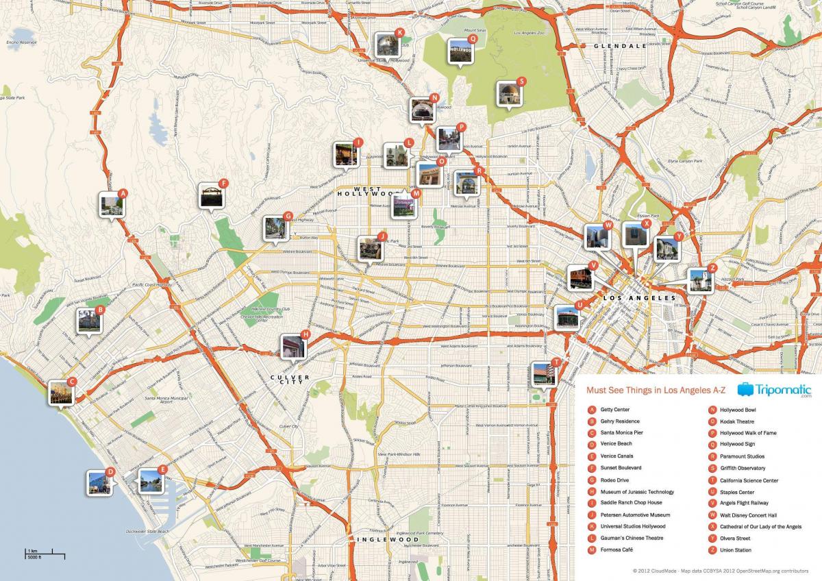 Mapa turístico de Los Ángeles